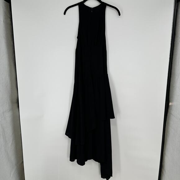 Chelsea28 Black Jewel Neck Sleeveless Tiered Asymmetric Midi Dress Womens XS - Picture 9 of 11